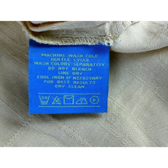 Bermuda Bay Silk Palm Tree Button Up Hawaiian Shirt Men L Yellow Short Sleeve - Picture 4 of 6